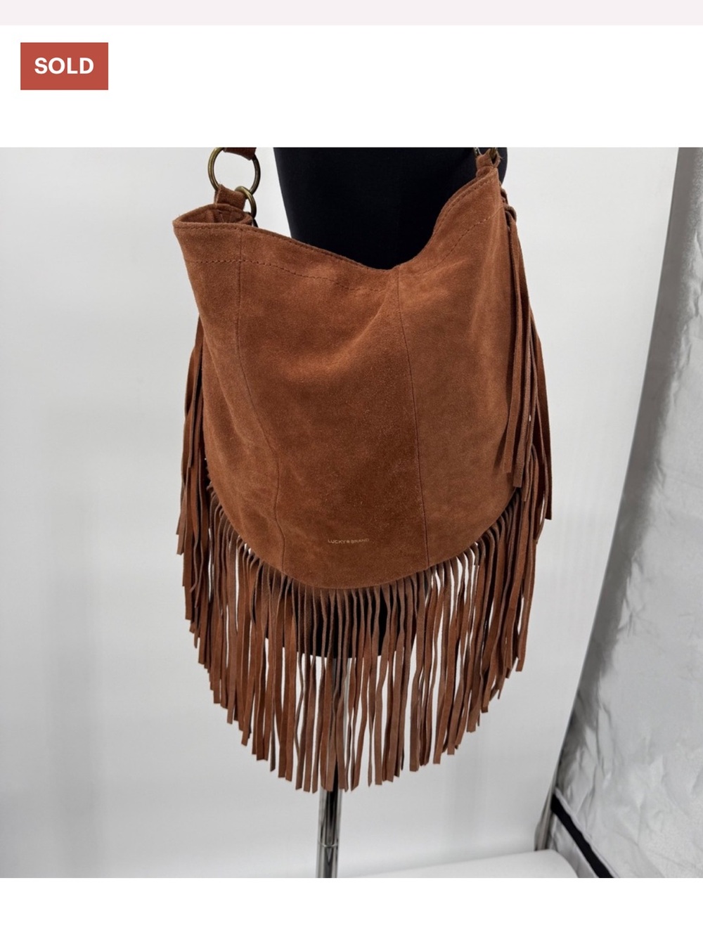 ISO Lucky Brand Suede Fringe Crossbody Bag in Brown
